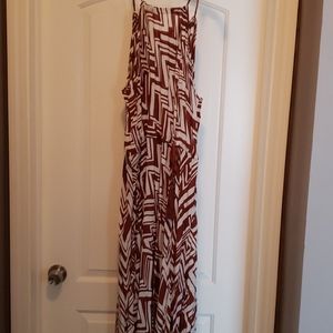 H&M Brown and White handkerchief hem Maxi Dress